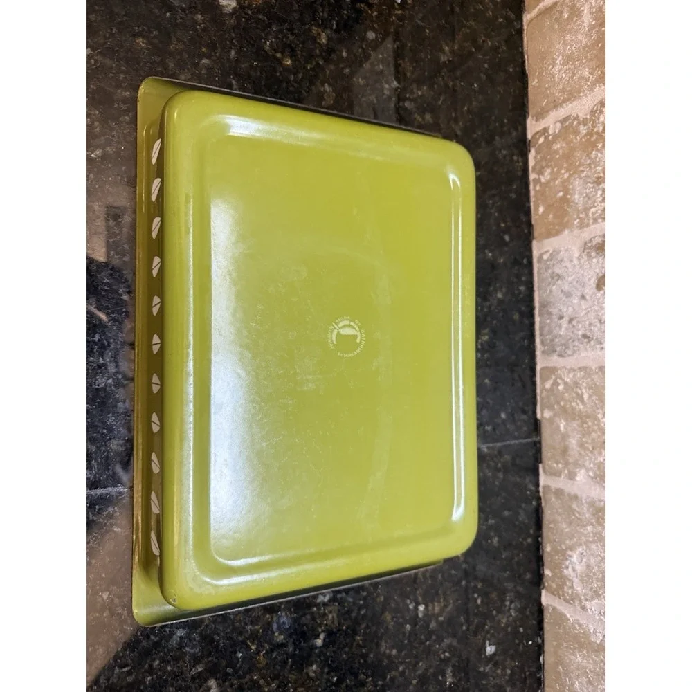 Cathrineholm‎ Lotus Enamelware 14x9 Lasagna Baking Pan Avocado Green Vintage